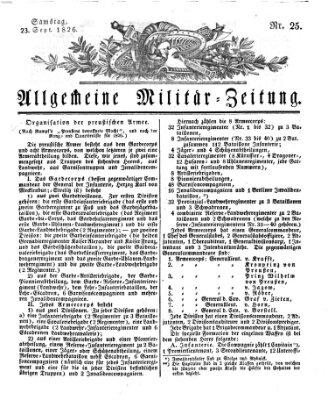 Allgemeine Militär-Zeitung Samstag 23. September 1826