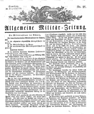 Allgemeine Militär-Zeitung Samstag 30. September 1826