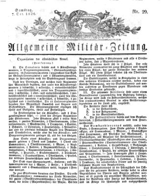 Allgemeine Militär-Zeitung Samstag 7. Oktober 1826