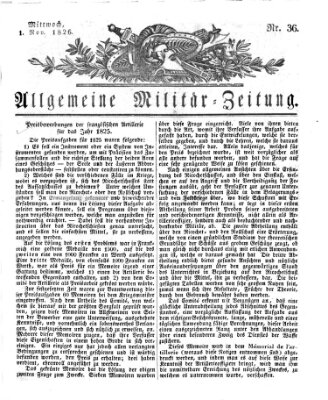 Allgemeine Militär-Zeitung Mittwoch 1. November 1826