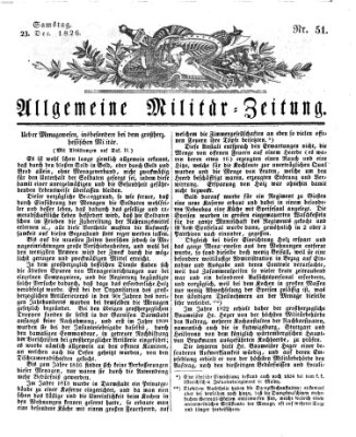 Allgemeine Militär-Zeitung Samstag 23. Dezember 1826