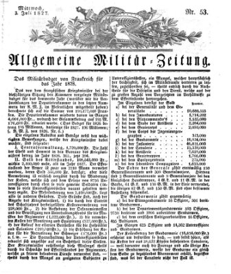 Allgemeine Militär-Zeitung Dienstag 3. Juli 1827