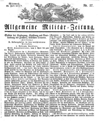 Allgemeine Militär-Zeitung Mittwoch 18. Juli 1827