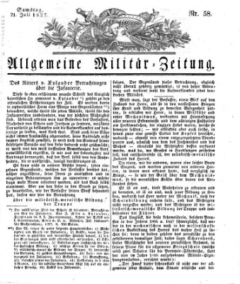 Allgemeine Militär-Zeitung Samstag 21. Juli 1827