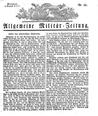 Allgemeine Militär-Zeitung Mittwoch 1. August 1827