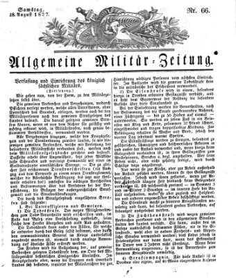 Allgemeine Militär-Zeitung Samstag 18. August 1827