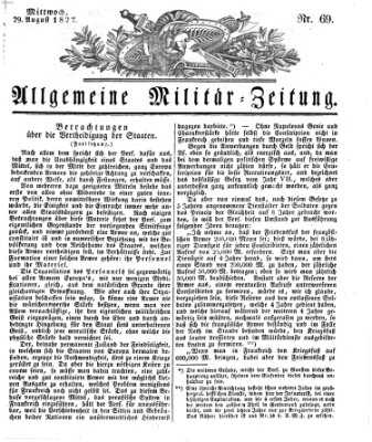 Allgemeine Militär-Zeitung Mittwoch 29. August 1827