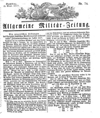 Allgemeine Militär-Zeitung Samstag 15. September 1827