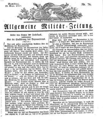 Allgemeine Militär-Zeitung Samstag 22. September 1827