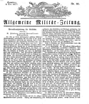 Allgemeine Militär-Zeitung Samstag 6. Oktober 1827