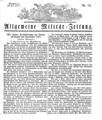 Allgemeine Militär-Zeitung Samstag 20. Oktober 1827