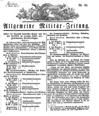 Allgemeine Militär-Zeitung Mittwoch 7. November 1827