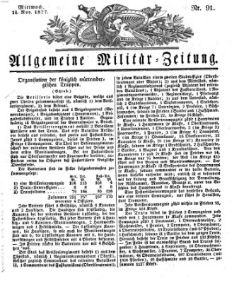 Allgemeine Militär-Zeitung Mittwoch 14. November 1827