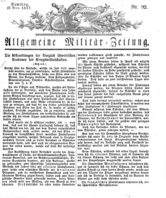 Allgemeine Militär-Zeitung Samstag 17. November 1827