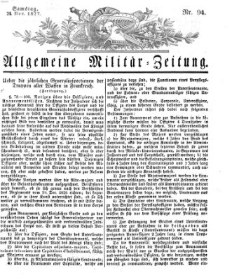 Allgemeine Militär-Zeitung Samstag 24. November 1827