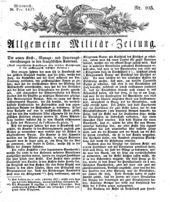 Allgemeine Militär-Zeitung Mittwoch 26. Dezember 1827