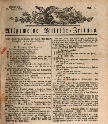 Allgemeine Militär-Zeitung Mittwoch 16. Januar 1828