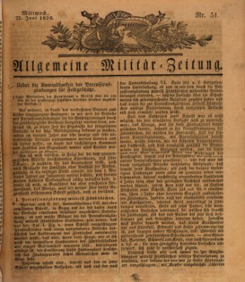 Allgemeine Militär-Zeitung Mittwoch 25. Juni 1828