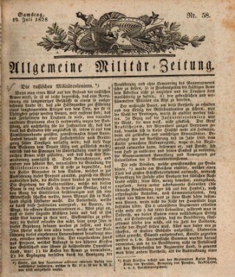 Allgemeine Militär-Zeitung Samstag 19. Juli 1828