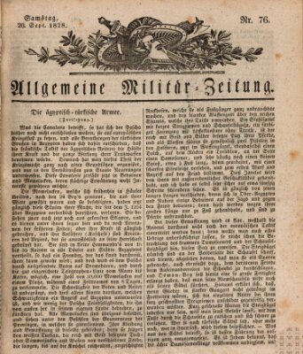 Allgemeine Militär-Zeitung Samstag 20. September 1828