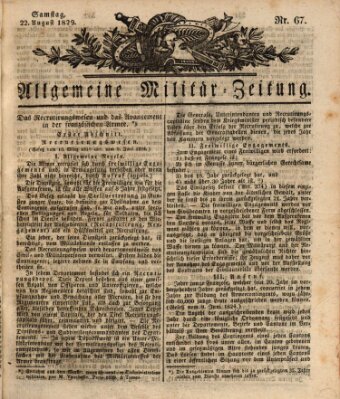 Allgemeine Militär-Zeitung Samstag 22. August 1829