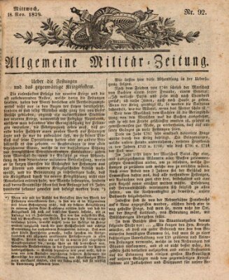 Allgemeine Militär-Zeitung Mittwoch 18. November 1829