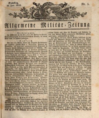 Allgemeine Militär-Zeitung Samstag 16. Januar 1830