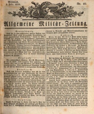 Allgemeine Militär-Zeitung Mittwoch 3. Februar 1830