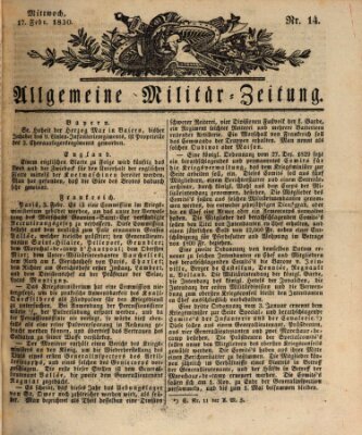 Allgemeine Militär-Zeitung Mittwoch 17. Februar 1830