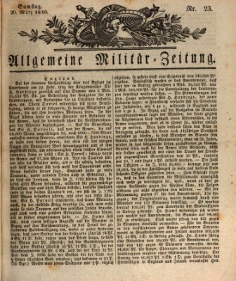 Allgemeine Militär-Zeitung Samstag 20. März 1830