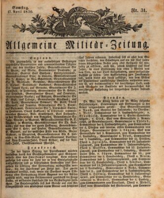 Allgemeine Militär-Zeitung Samstag 17. April 1830