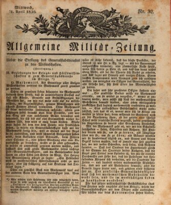 Allgemeine Militär-Zeitung Mittwoch 21. April 1830