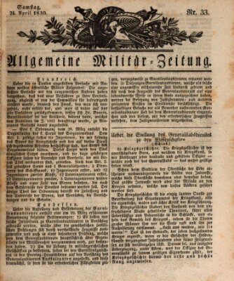 Allgemeine Militär-Zeitung Samstag 24. April 1830