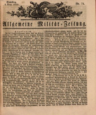 Allgemeine Militär-Zeitung Samstag 4. September 1830