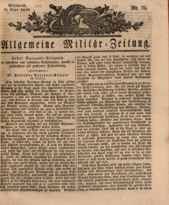 Allgemeine Militär-Zeitung Mittwoch 22. September 1830