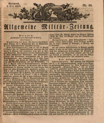 Allgemeine Militär-Zeitung Mittwoch 6. Oktober 1830