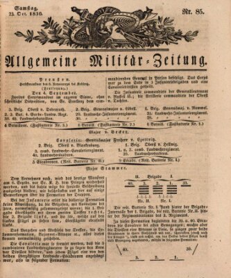 Allgemeine Militär-Zeitung Samstag 23. Oktober 1830