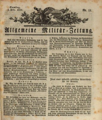 Allgemeine Militär-Zeitung Samstag 5. Februar 1831