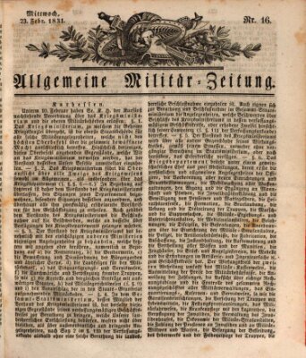 Allgemeine Militär-Zeitung Mittwoch 23. Februar 1831