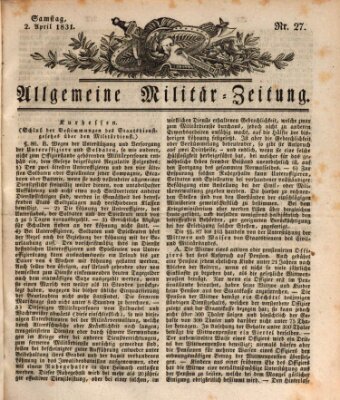 Allgemeine Militär-Zeitung Samstag 2. April 1831