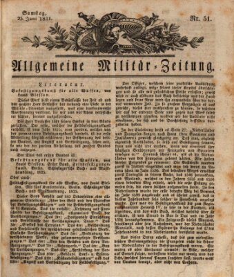 Allgemeine Militär-Zeitung Samstag 25. Juni 1831