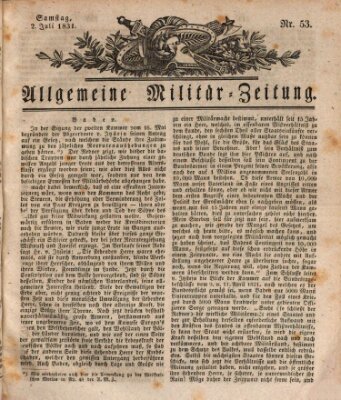 Allgemeine Militär-Zeitung Samstag 2. Juli 1831