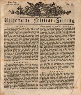 Allgemeine Militär-Zeitung Samstag 6. August 1831