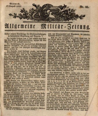 Allgemeine Militär-Zeitung Mittwoch 17. August 1831