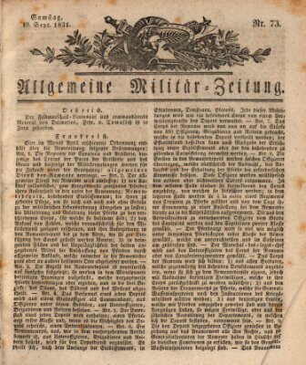 Allgemeine Militär-Zeitung Samstag 10. September 1831