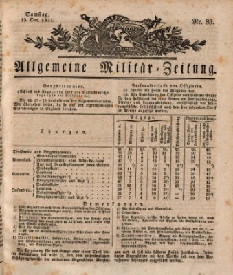 Allgemeine Militär-Zeitung Samstag 15. Oktober 1831