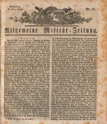 Allgemeine Militär-Zeitung Samstag 29. Oktober 1831