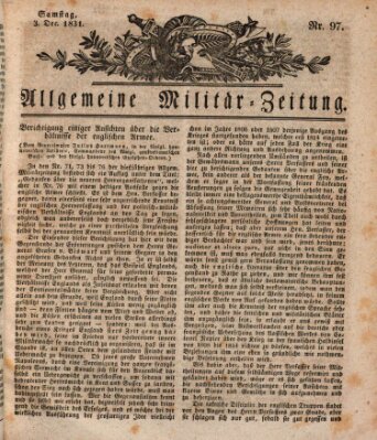 Allgemeine Militär-Zeitung Samstag 3. Dezember 1831