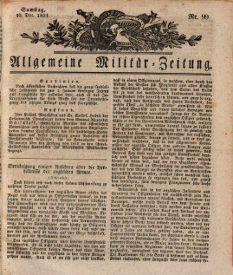 Allgemeine Militär-Zeitung Samstag 10. Dezember 1831