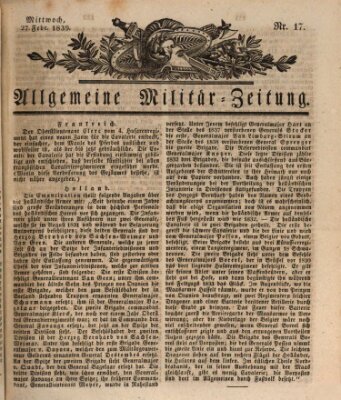 Allgemeine Militär-Zeitung Mittwoch 27. Februar 1839